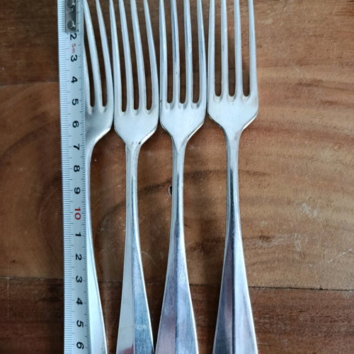 Silver-plated forks and spoons used, set of 14, vintage design