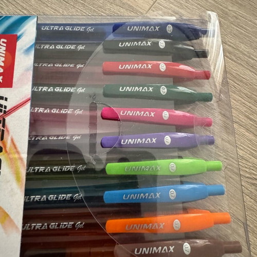 Unimax Ultraglide pen set of 10 new, mix colours