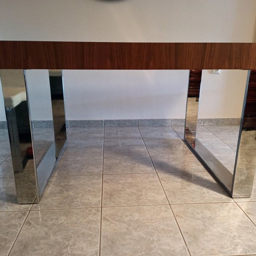 Neo Katoikein dining table like new, 160x90 cm, walnut wood with chrome base