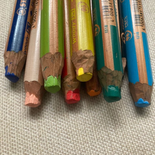 Stabilo Woody colored pencils used, set of 9