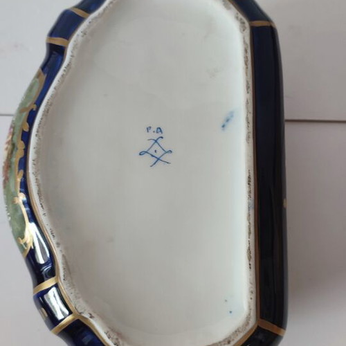 Sèvres Style Porcelain Jewelry Casket, Cobalt Blue with Gold