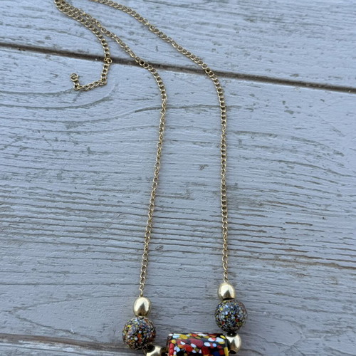 Ethnic boho necklace like new, multicolor