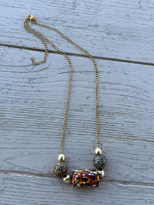 Ethnic boho necklace like new, multicolor