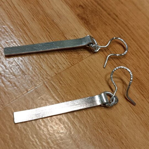 Silver bar earrings new, aluminum, minimal design