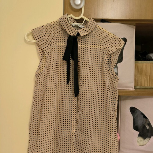 Zara honeycomb skirt medium like new and Calliope sleeveless polka dot shirt small