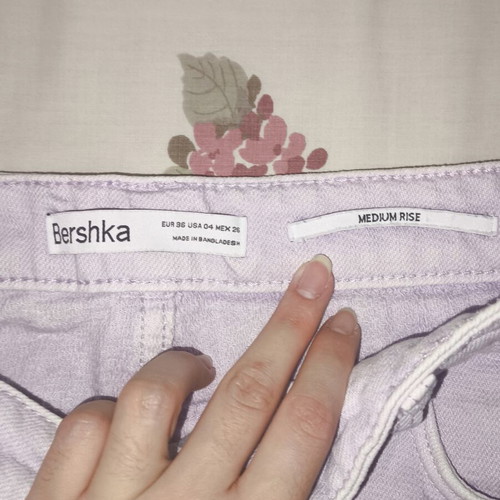 Bershka lilac denim shorts size S like new with frayed hem