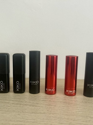 Kiko Milano lipsticks used, various shades red, burgundy, pink, brown
