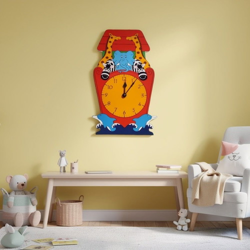 Noas Ark Wooden Wall Clock Eco Toy 35x15 cm new