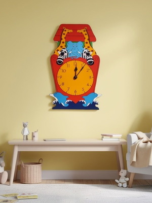 Noas Ark Wooden Wall Clock Eco Toy 35x15 cm new