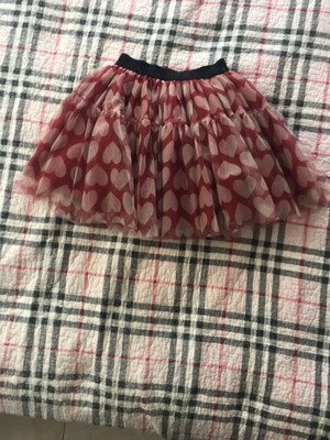 iDO girls' tulle skirt like new, white and red, sizes 4-6 years