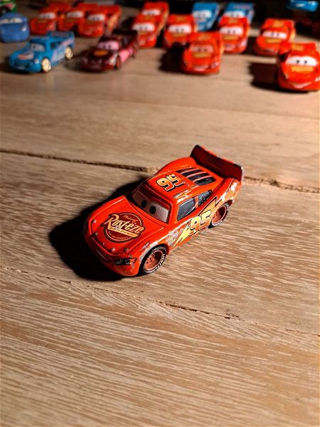  aftokinitaki siderenio Diecast Pixar Cars Lightning McQueen (with Rusteze sticker)