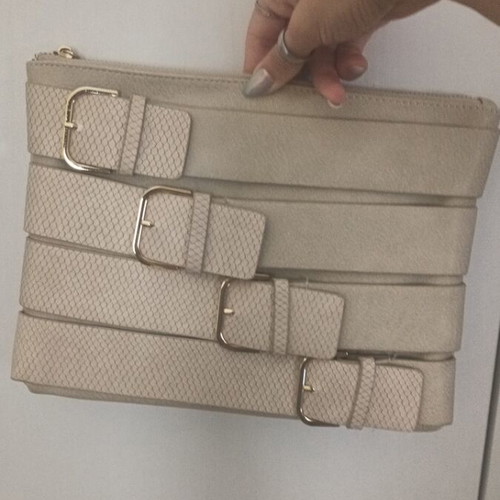 Beige shoulder or crossbody bag with two straps