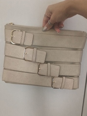 Beige shoulder or crossbody bag with two straps