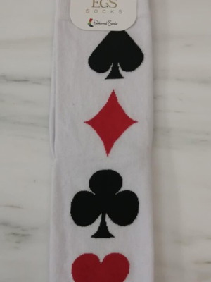 Памучни чорапи унисекс с дизайн Cards, нови, размер One Size 38-46