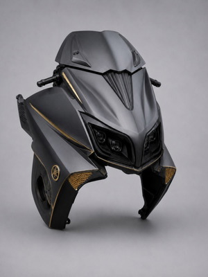 3D μπροστινό fairing TMAX Look ASA Carbon Fiber ματ μαύρο με χρυσές λεπτομέρειες