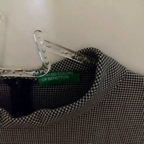 Benetton dress large checkered with belt like new, black and white