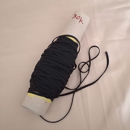 Black flat elastic 4 mm 30 meters new