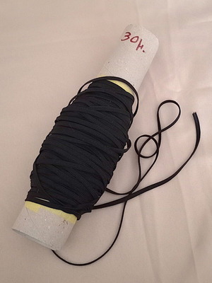 Black flat elastic 4 mm 30 meters new