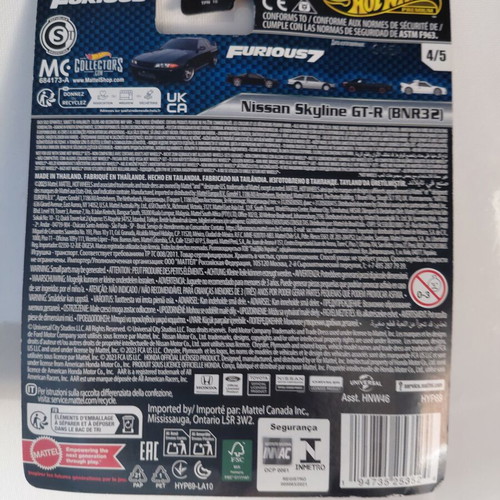 Hot Wheels Nissan Skyline GT-R BNR32 Fast and Furious new