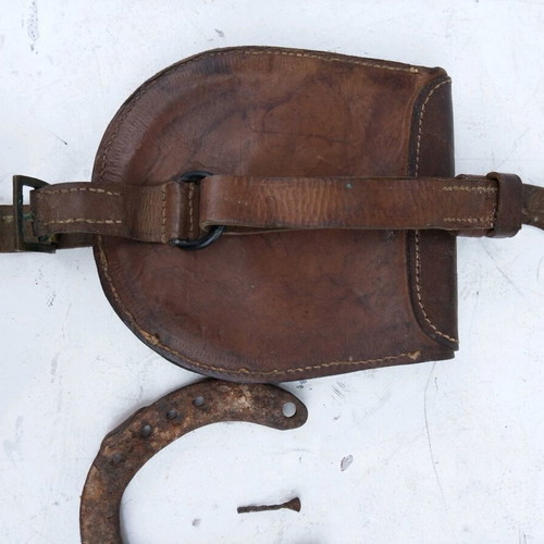 Military horseshoe with leather case used, World War II