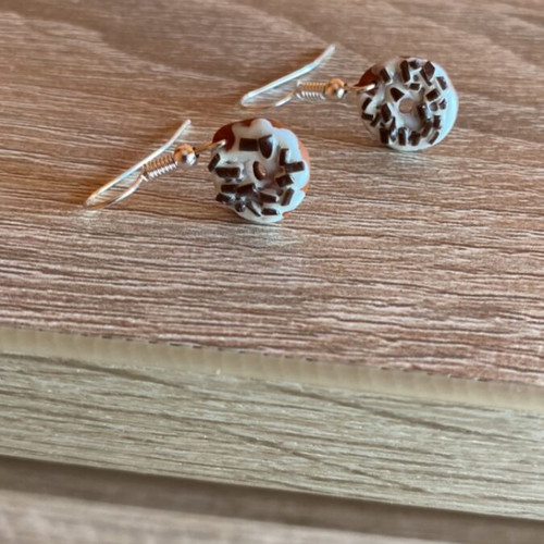 Donut earrings handmade set made of clay