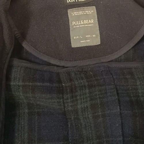 Pull& Bear coat used, dark blue with checkered lining