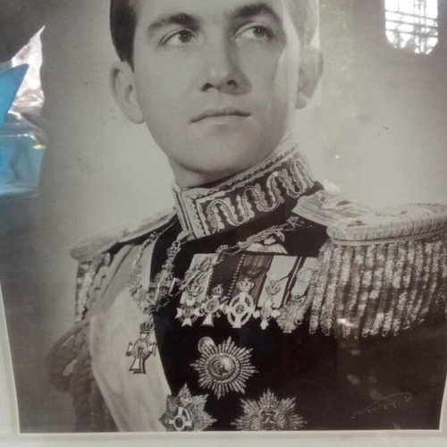 Konstantinos and Anna Maria Kings of the Greeks vintage photo used, framed 74x52 cm