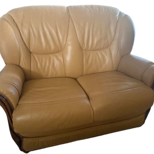 Nieri Italian Style Living Room Set with Genuine Leather and Solid Wood
