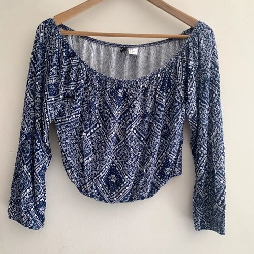 H&M blouse M, white and blue