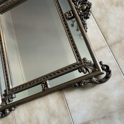 Wooden mirror used with carved vintage frame brown