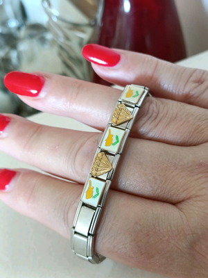 Ατσάλινο βραχιόλι με επιχρυσωμένα στοιχεία Goldex σαν καινούργιο