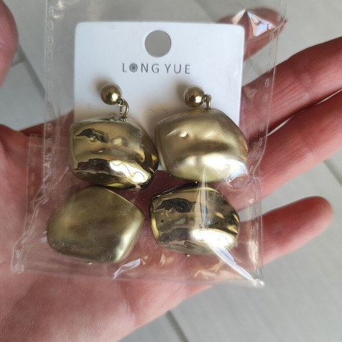 Longyue earrings new, gold matte and shiny, 5cm