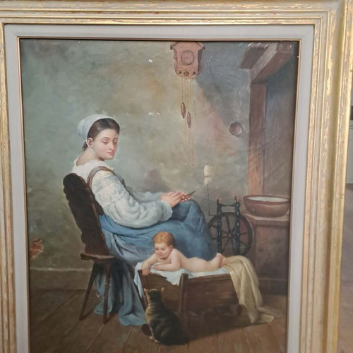 Oil painting used with golden frame