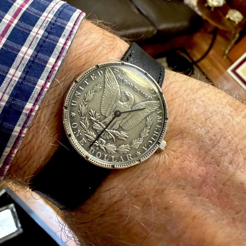 Ρολόι HENO Watch vintage 1960s με ασημένιο δολάριο σαν καινούργιο