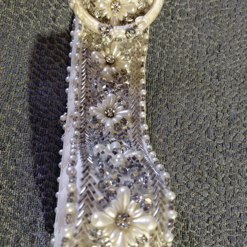 Handmade embroidered bridal belt like new, pearls and crystals