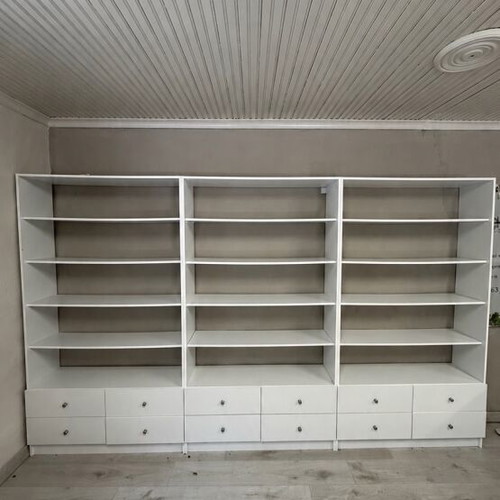 Shelves like new, white with drawers