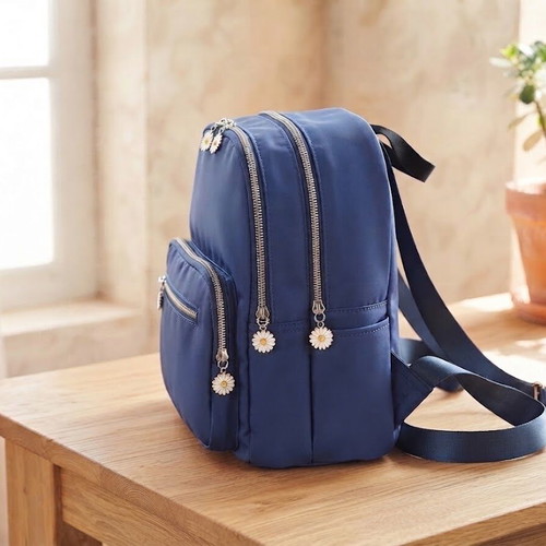 Backpack with Daisy Details, Blue