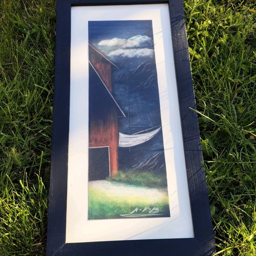 Vintage original painting mixed media watercolor and pastel like new