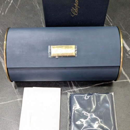Chopard sunglasses case very large new blue with card and cloth XL