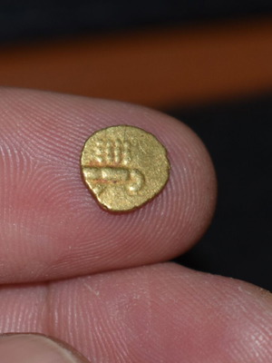 Gold Fanam 1850 used from India