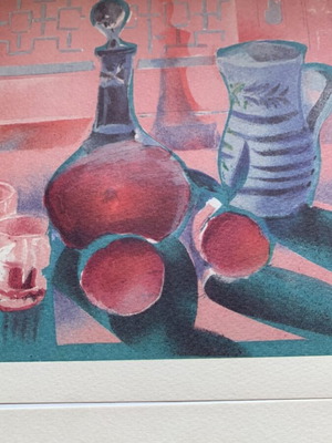 Two lithographs used, still life art by Takis Katsoulidis and Dimitris Galanis