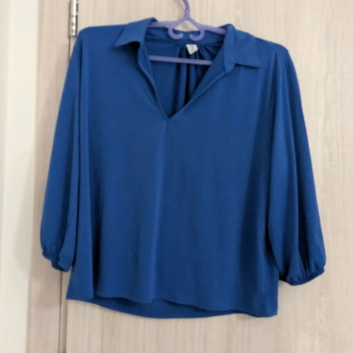 Piazza Italia blouse with 3/4 sleeve, like new, blue