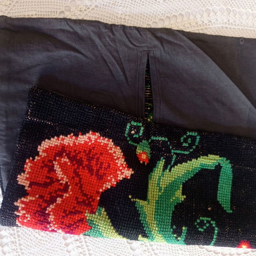 Handmade embroidered pillowcase cross stitch vintage 57x47 cm like new