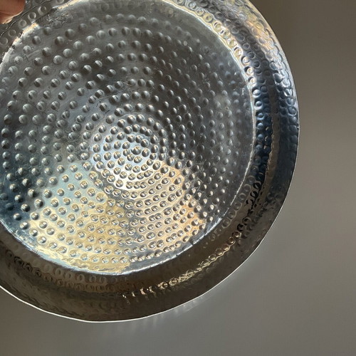 Silver Metal Hammered Tray 35cm New
