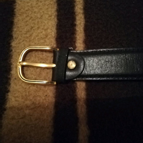 Leather belt 95 cm like new, black with gold
