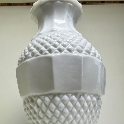 Opaline decorative vase, retro mid-century style