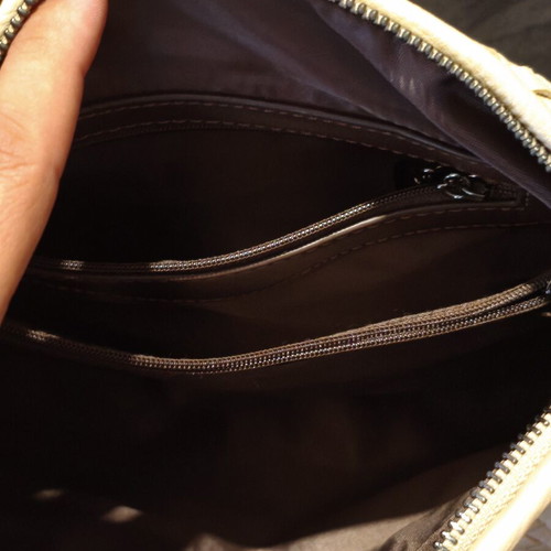 Large shoulder bag like new, beige with woven texture