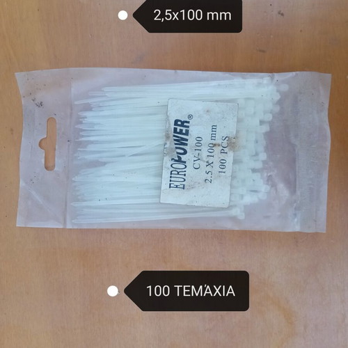Plastic cable ties pack, 100 pieces, 2.5x150 mm, black and white