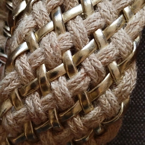 Women's summer belt with braided and golden leather new