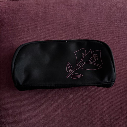 Lancôme fabric cosmetic bag new, black with fuchsia interior
